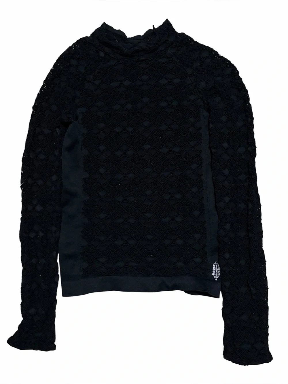 FREE PEOPLE Black Diamond Lace Mockneck Top